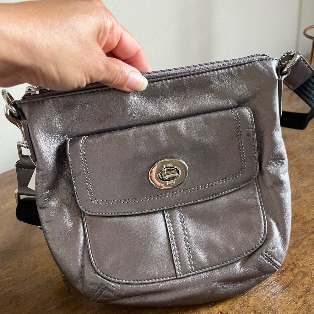 Coach Metallic Gray Crossbody Bag